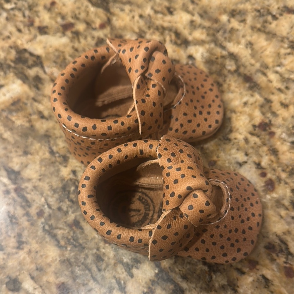 Charming Tan Baby Shoes with Dots